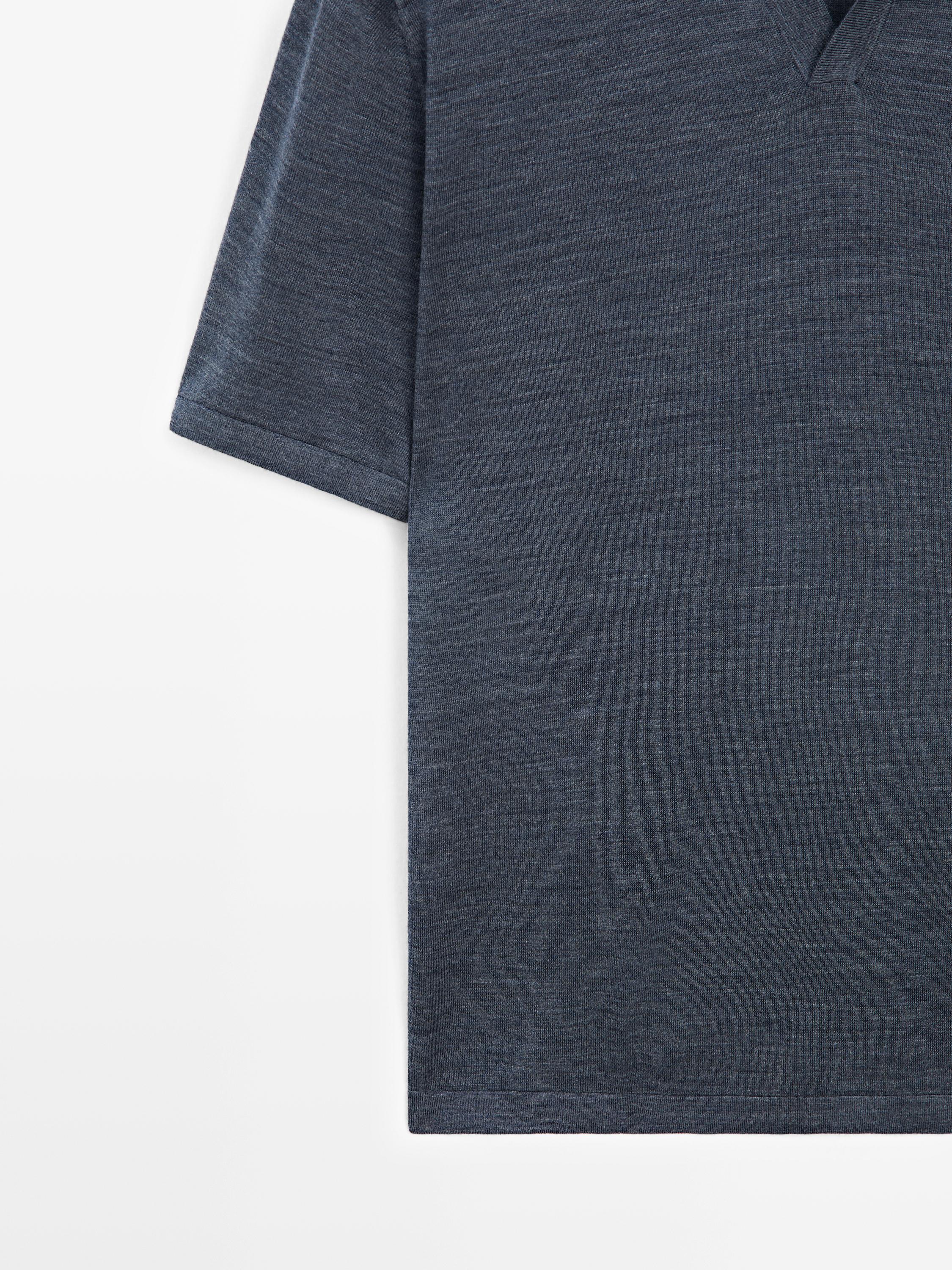 Knit V-neck polo shirt